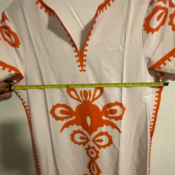 MWhite and Orange Embroidered Maxi Dress - Picture 6 of 6